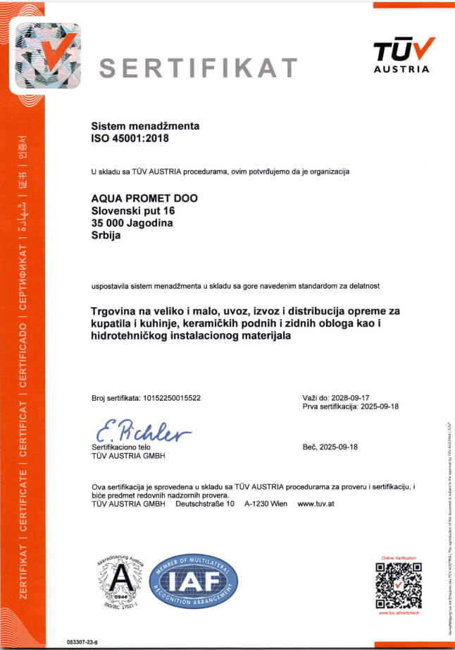 Aqua promet ISO 45001